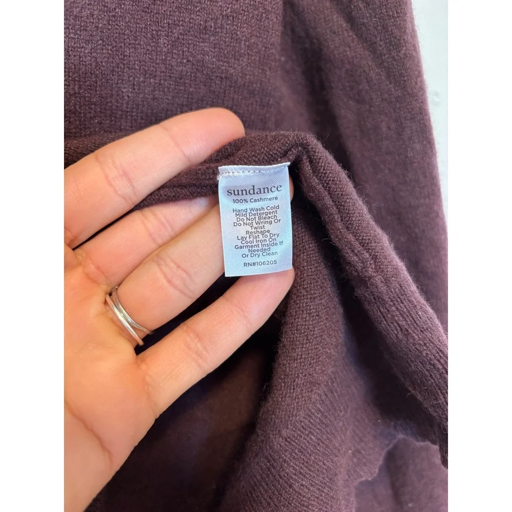 Sundance Burgundy Ruffle V Neck, Ruffle Cuff, Cashmere‎ Sweater Women's XL - Picture 5 of 5
